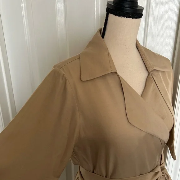 Cuyana Trench Wrap Midi Dress in Tan - Picture 5 of 12
